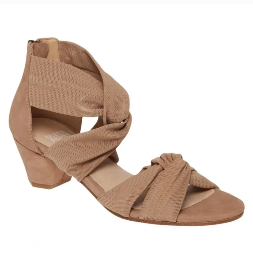 NEW Eileen Fisher Joy Knotted Brown Mesh Sandals